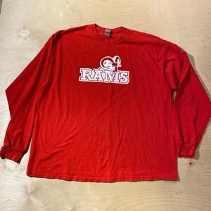 Red Rams Long Sleeve Shirt on Gildan Tag 2XL (NN)